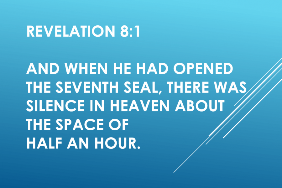 What is the significance of the “silence in heaven for about half an hour” in Rev 8:1?